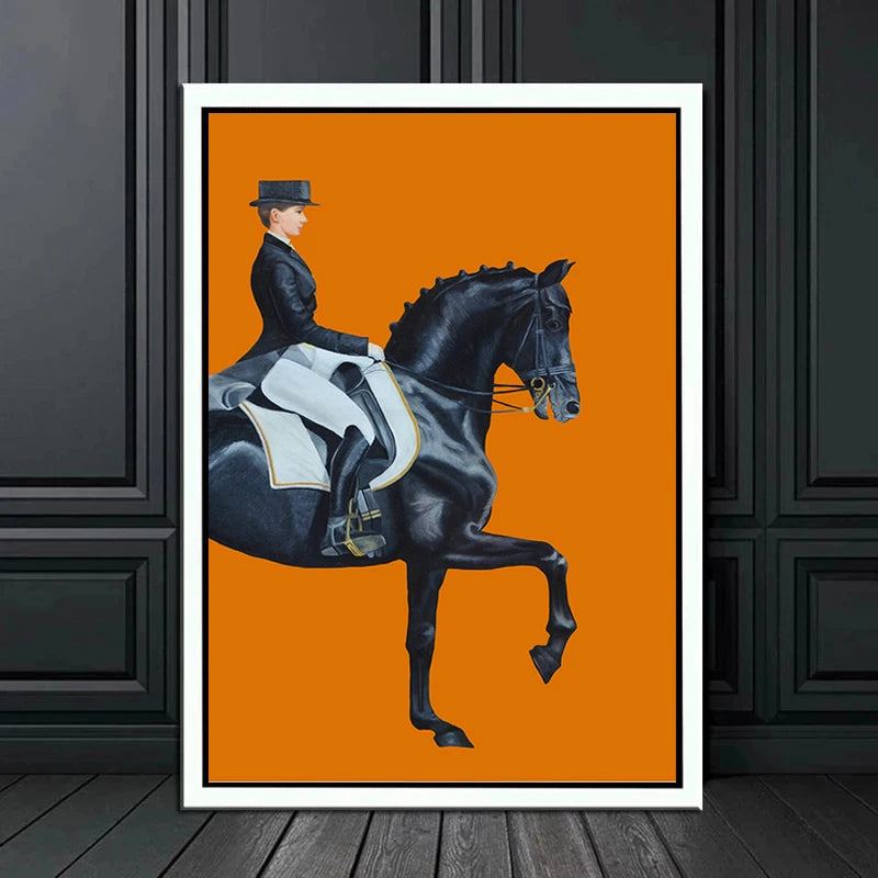 Modern Black Horse Canvas Painting