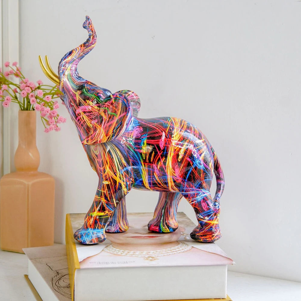 Colorful Painting Elephant Art Sculpture: Graffiti Elephant