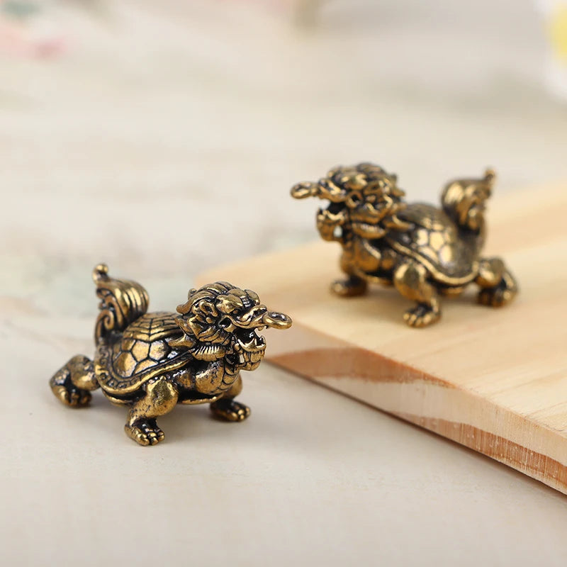 Retro Pure Brass Bagua Dragon Mini Figurine