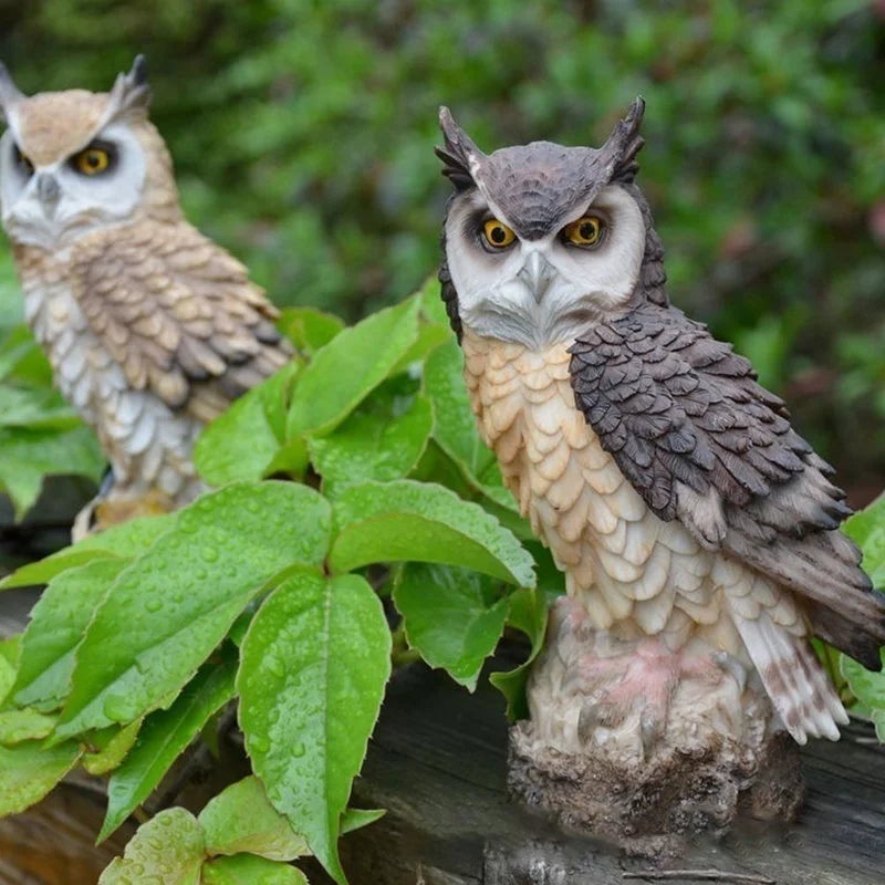 Lifelike Owl Figurine for Garden