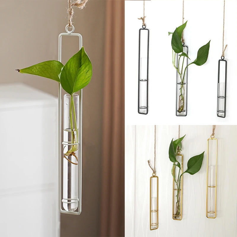 Test Tubes Glass Planter Nordic Decoration Home Flower Wall Vase Wall Hanging Planter Plant Clear Glass Container Bottle Vase