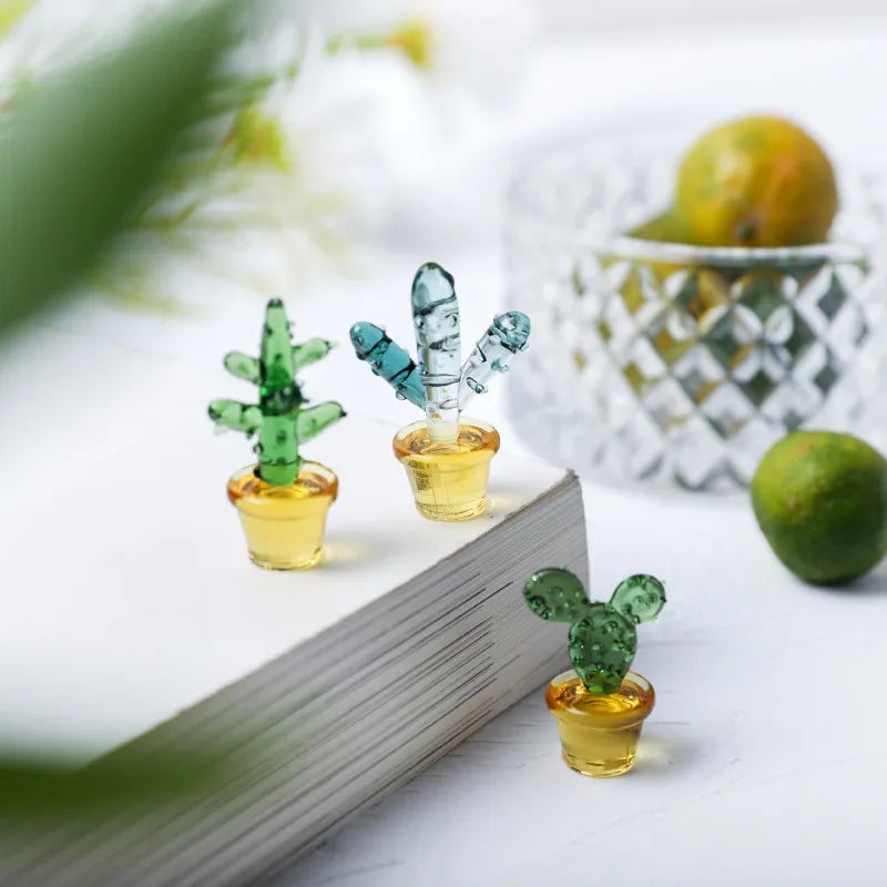 Set of 4 Crystal Cactus Figurines