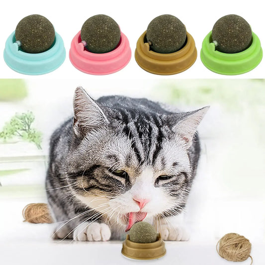 Natural Catnip Rotatable Licking Wall Ball Toy