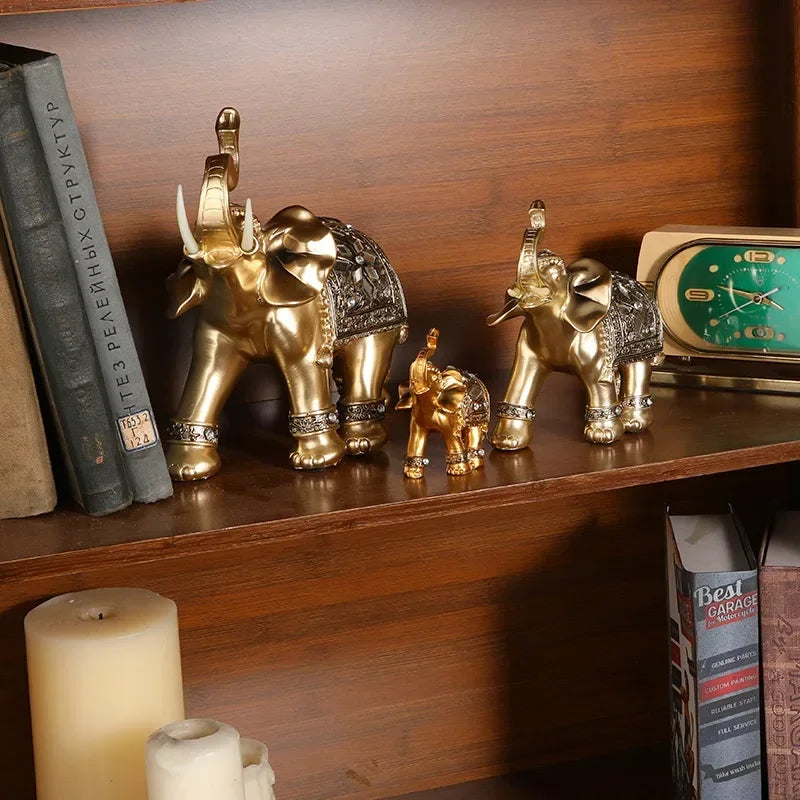 Gorgeously Intricate Golden Elephant Figurine