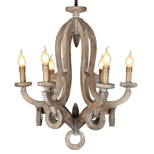 Vintage Rustic Wood Chandelier for Farm House