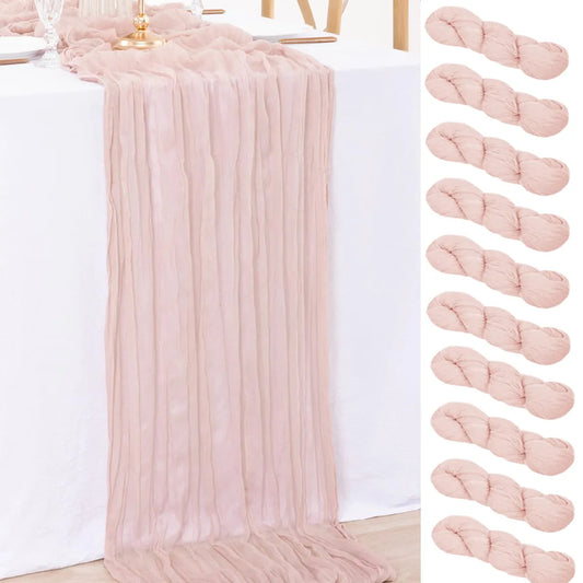 10 Pcs Vintage Cheesecloth Table Runners for Weddings