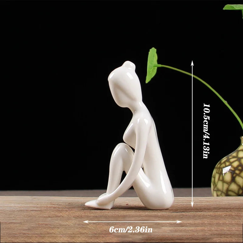Abstract Ceramic Yoga Pose Figurine
