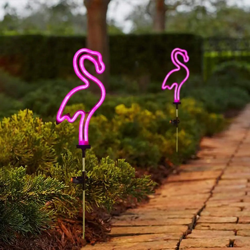 Outdoor Cactus and Flamingo Lamps