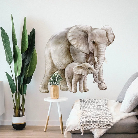 Elephant Mother and Child Wall Decal for Children's Room
