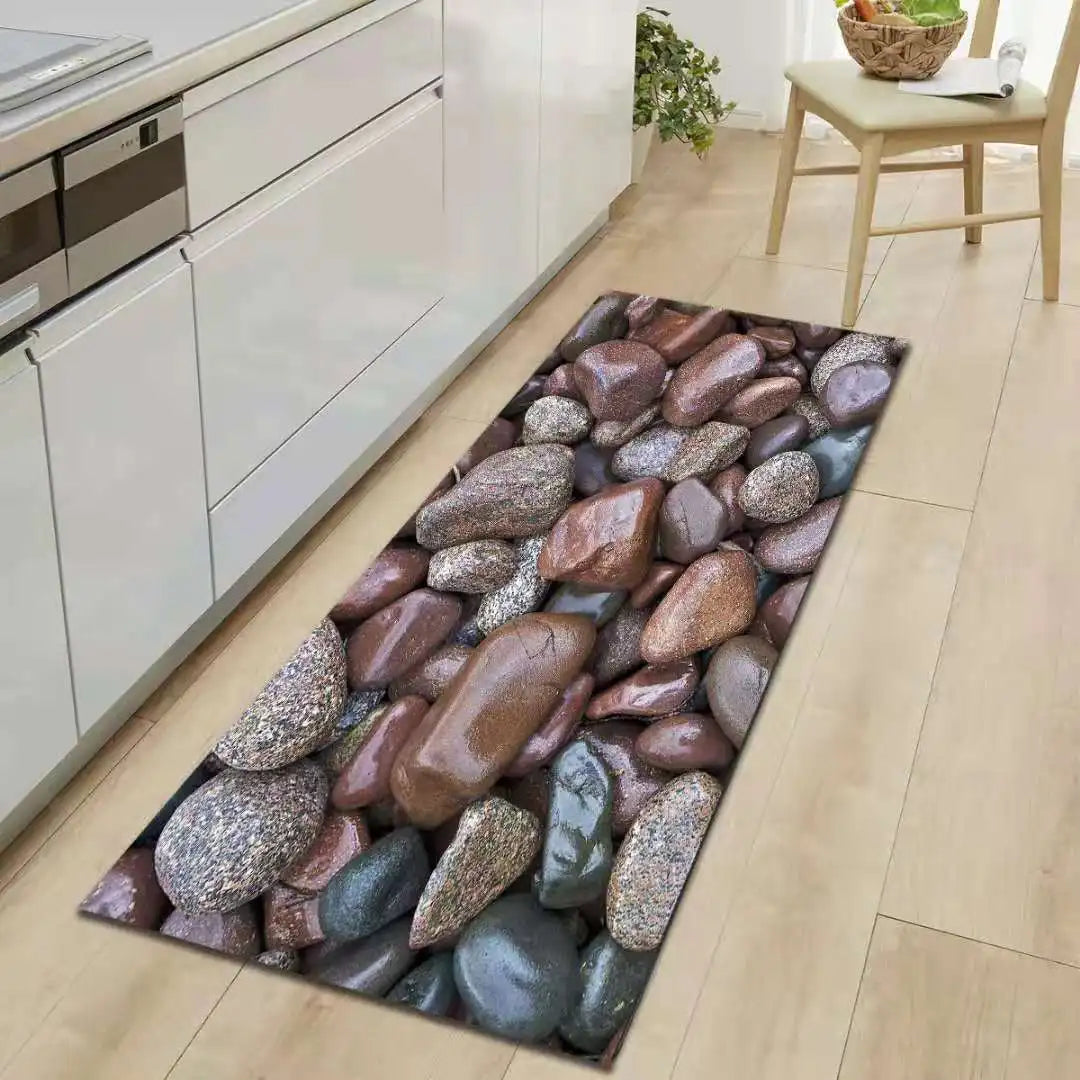 3D Pebble Stone Printed Kitchen Mat