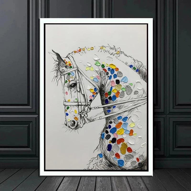 Modern Black Horse Canvas Painting