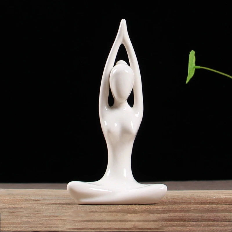 Abstract Ceramic Yoga Pose Figurine