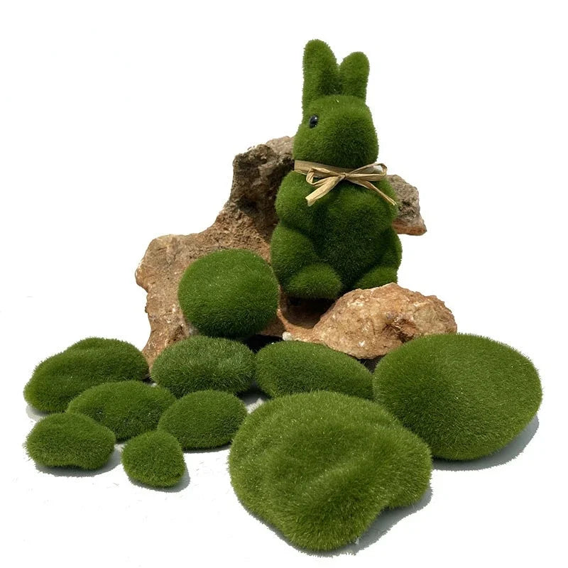 10 Pcs Artificial Green Moss Stones