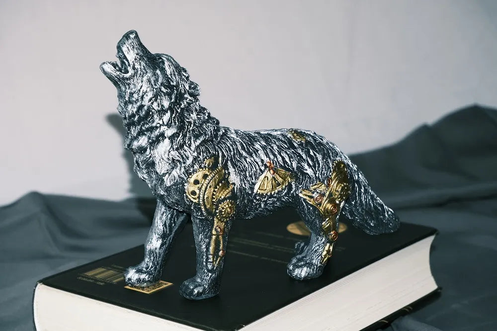 Cyberpunk Mechanical Wolf Resin Handicraft