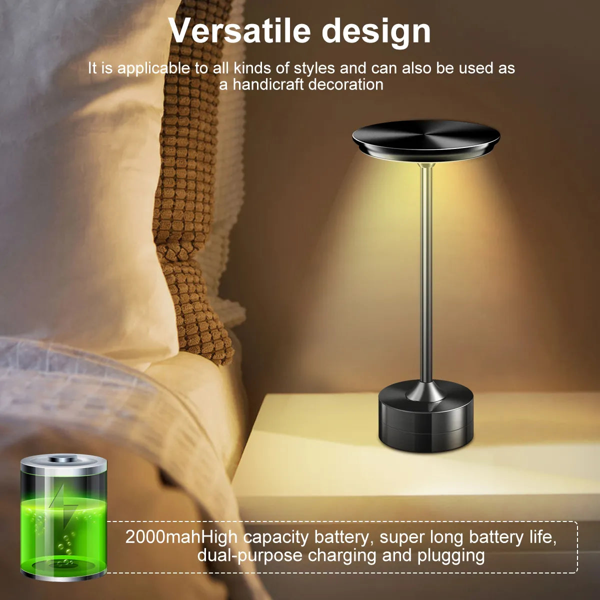 Rechargeable Wireless Buffet Table Lamp with Touch Sensor