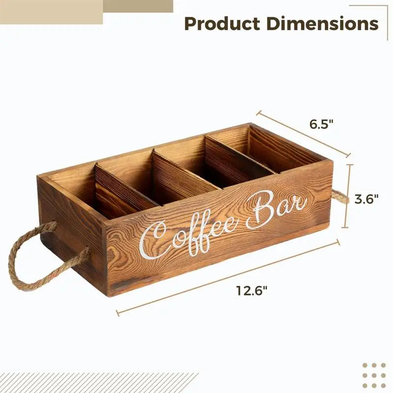 Coffee Bar Organizer with 3 Removable Dividers for Storage