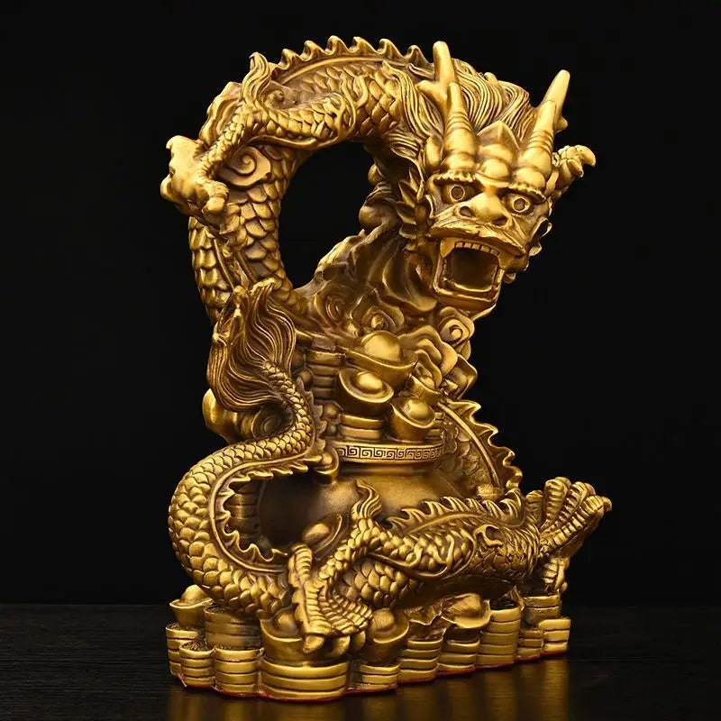 Bringer of Wealth Fengshui Copper Dragon Sculpture