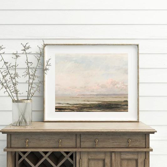 Vintage Seascape Canvas Painting: Coastal Style