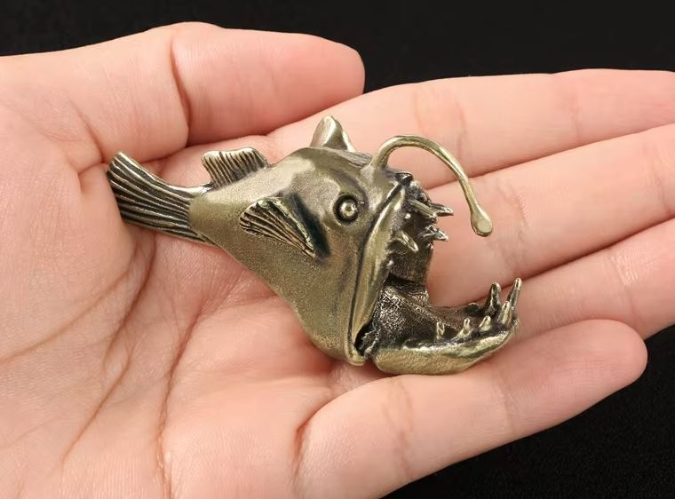 Oceanic Anglerfish Mini Figurine in Retro Brass